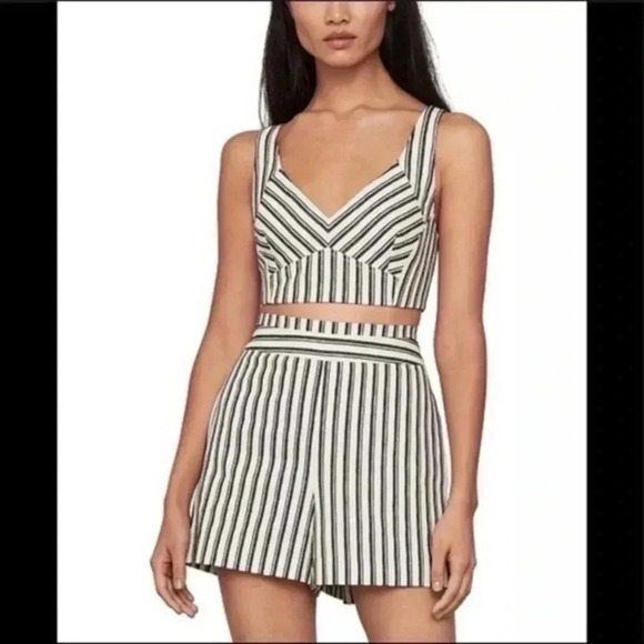 BCBGmaxazria striped linen blend crop top 6 - Picture 2 of 9
